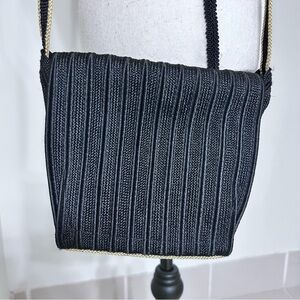 Donna Karan New York Black and Gold Trimmed Crossbody Evening Bag